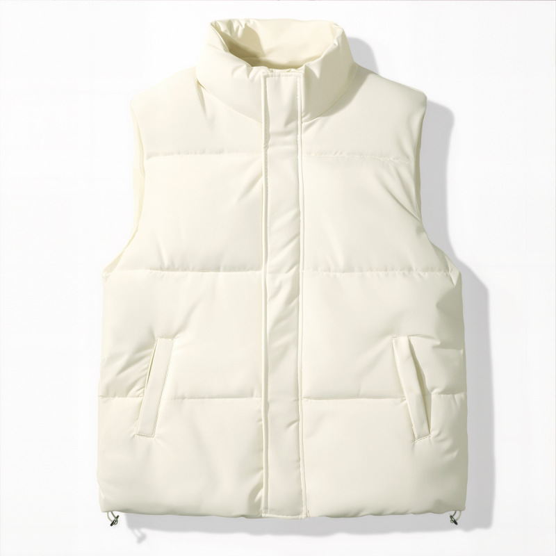 棉服男加厚纯色连帽面包服保暖拉链门襟马甲冬季通勤立领外套棉衣|undefined