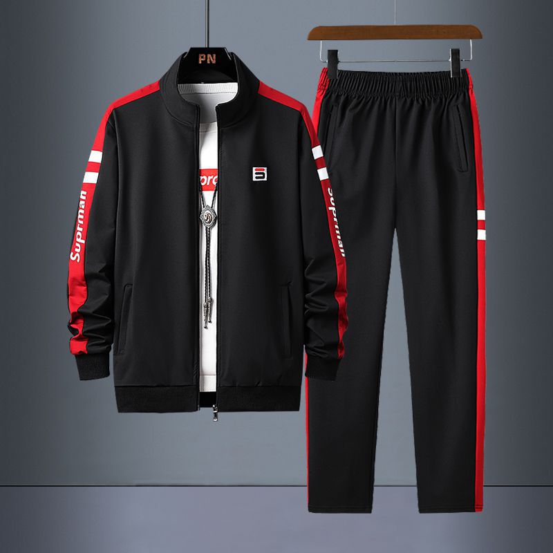 Men's 2021 Spring and Autum New Casual Sports Suit Loose Plus Fat Plus Size Stand-Up Collar Sweatshirt Two Pieces Men's 2021 Spring and Autum New Casual Sports Suit Loose Plus Fat Plus Size Stand-Up Collar Sweatshirt Two Pieces