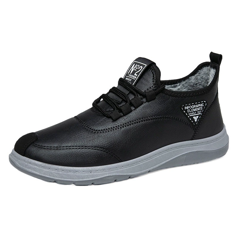 Мужская кожаная обувь на флисовой подкладке, хлопчатобумажная кожаная обувь, повседневная кожаная обувь, кожаные кроссовки, непромокаемая маслостойкая кожаная Рабочая обувь