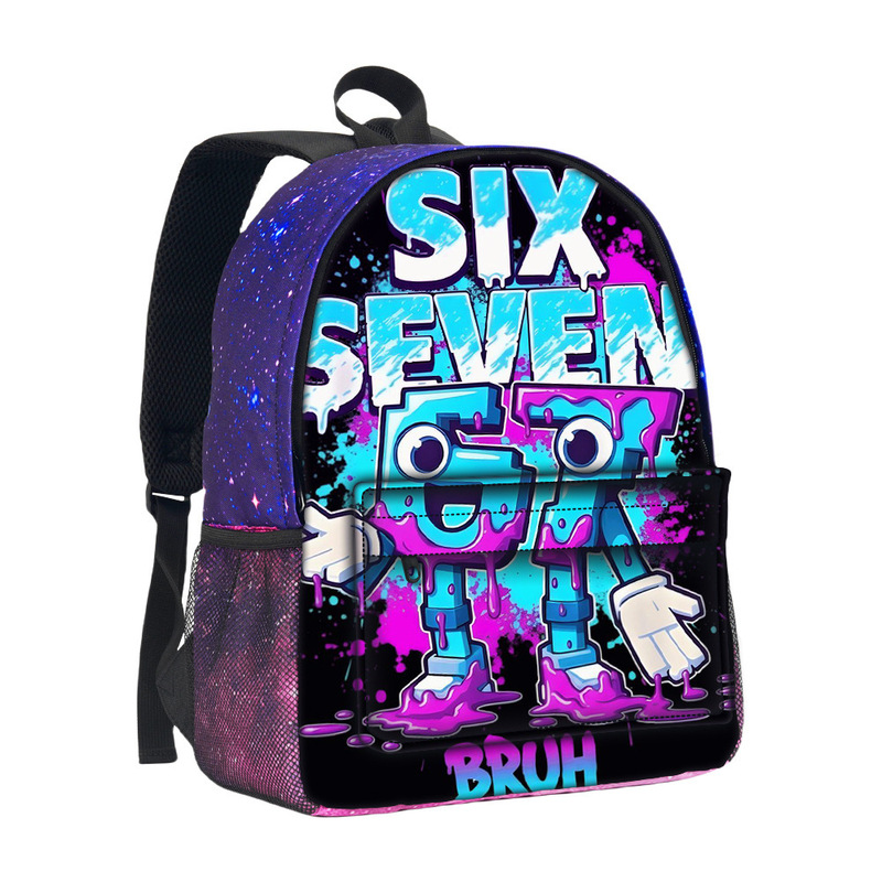 Cross-Border New Product 67 Pattern Printed Starry Sky Backpack for Primary and Secondary School Students Sixseven Starry Sky Backpack Large Capacity Backpack
