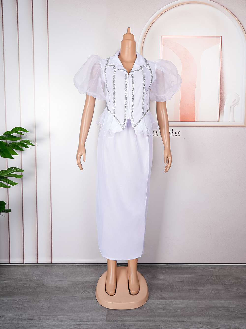Women's Clothing women's skirt suit new hot diamond stitching two piece dress_voghion.com