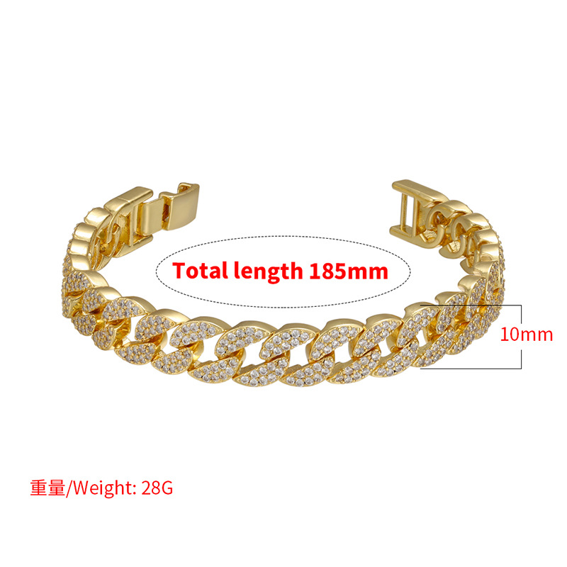 Micro Inlaid Zircon Full Zircon  Bracelet Trend Simple Bracelet Zircon Cuban Chain display picture 4