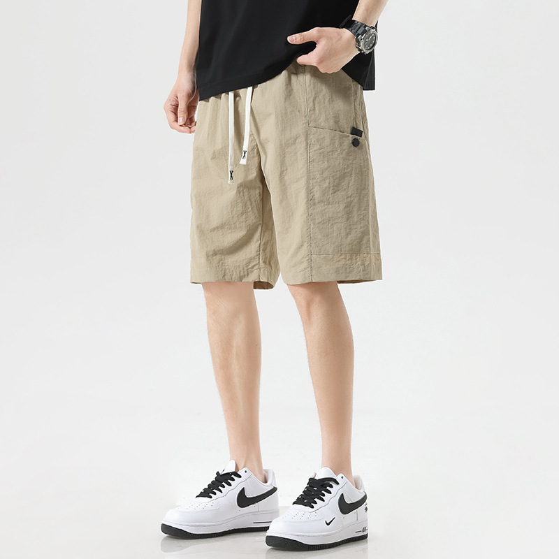 Cross-Border Cargo Shorts Men's Summer Ice Silk Quick-Drying American Fashion Brand Loose Straight Sports Pants Casual Five-Quarter Pants