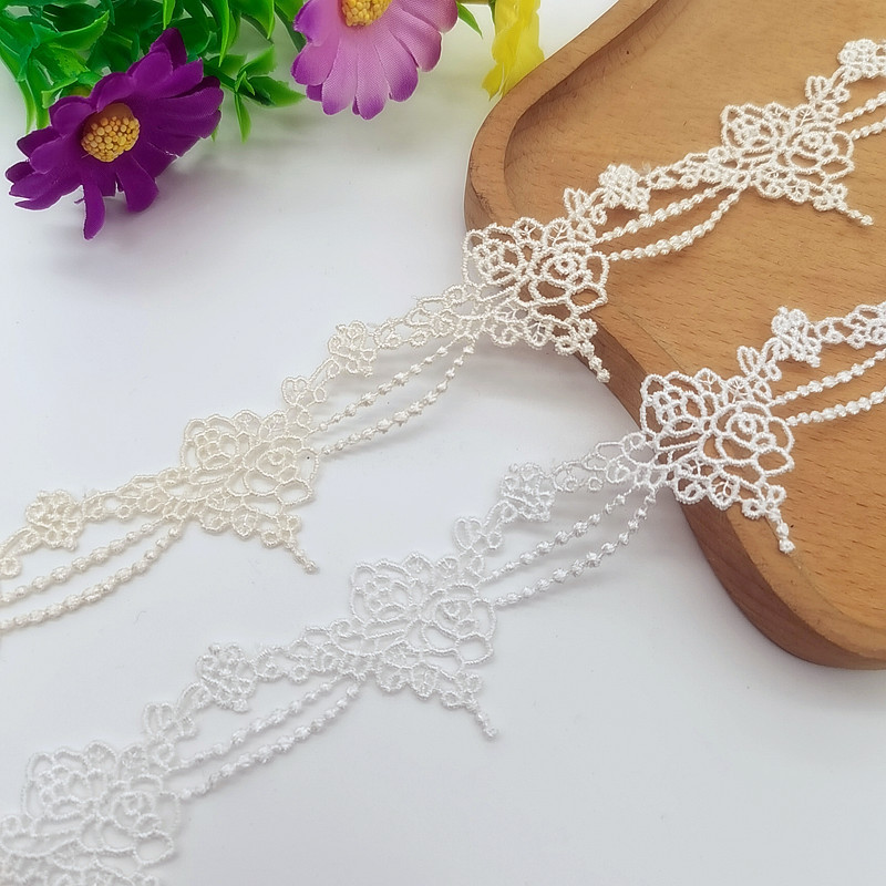 现货批发涤光丝水溶刺绣蕾丝花边diy服装辅料洛丽塔纺织面料宽3.5