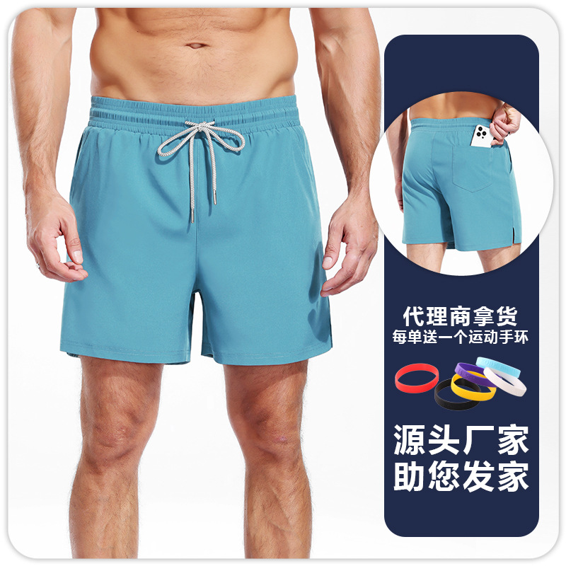 Pantalones Cortos Deportivos Dos en Uno para Hombre Poliéster Absorbe la Humedad para Fitness
