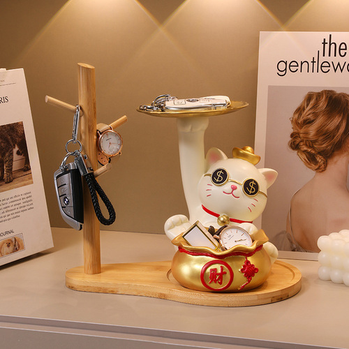 Lucky cat key storage ornaments, entrance decorations, opening gifts, high-end new homes, housewarming gifts