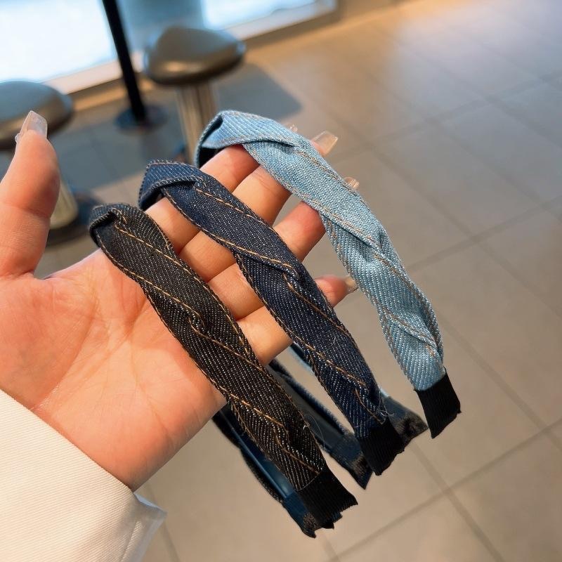 复古牛仔细扭结麻花防滑带齿气质发箍女森系减龄日常百搭发饰外出|undefined