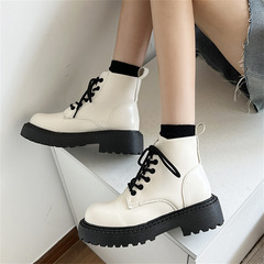 Black Fleece-Lined Martin Boots for Women, 2022 New Arrival: Autumn/Winter British-Style Chunky-Heel Height-Increasing Short Boots—Perfectly Versatile for Petite Figures