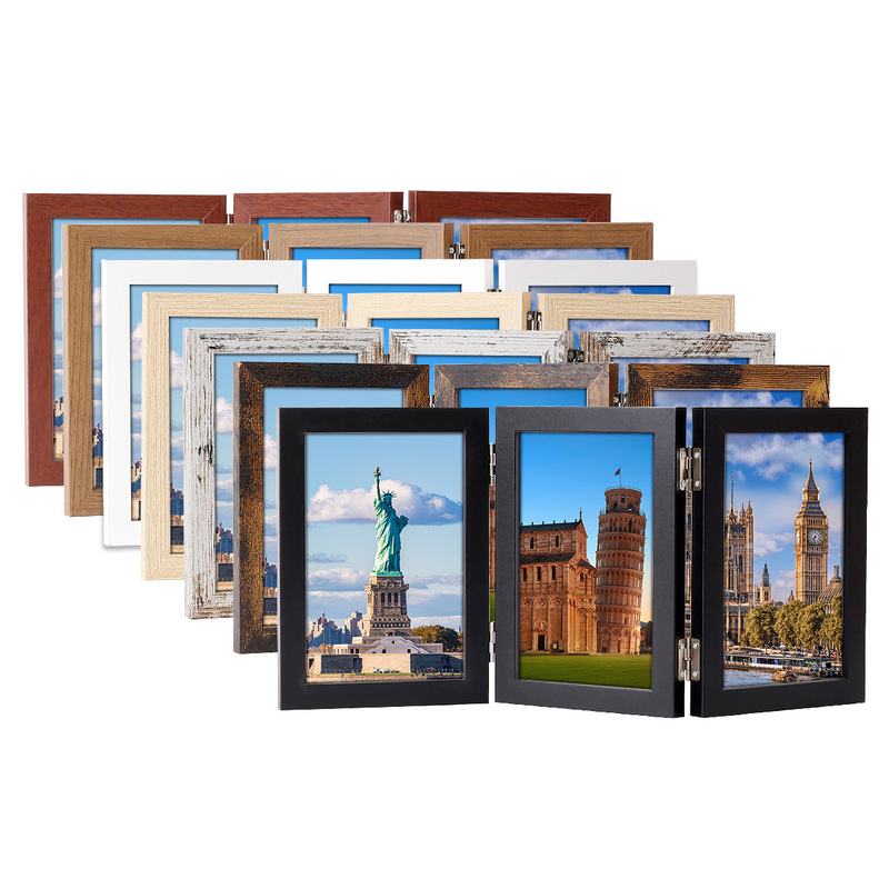 Cross-Border Three-Piece Wooden Photo Frame Set 6inch 7inch Double-Sided Folding Two-Piece Four-Piece Pet Picture Frame Combination Cross-Border Three-Piece Wooden Photo Frame Set 6inch 7inch Double-Sided Folding Two-Piece Four-Piece Pet Picture Frame Combination