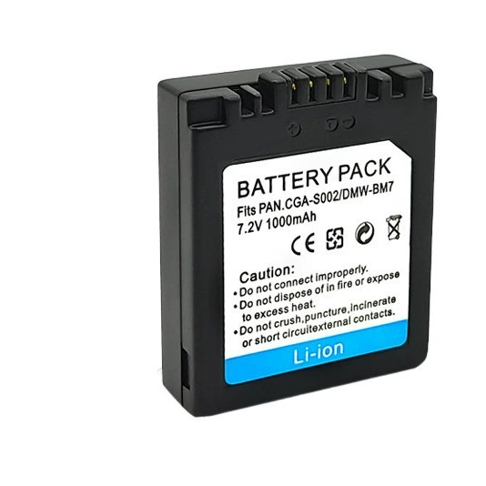 Заводская прямые продажи, подходящие для аккумулятора Panasonic CGA-S002E, аккумулятор DMW-BM7 для цифровой камеры, аккумулятор S002