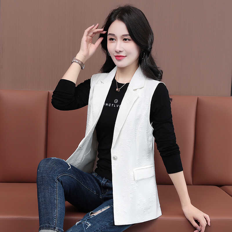 Jacquard Spring and Summer Thin Suit Vest Women's Summer New Simple Slim-fit Vest Outer Wear Fashion Elegant