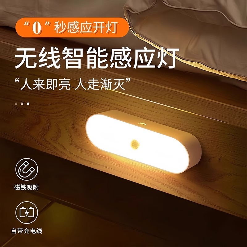 Human Body Sensor Night Light Smart Rechargeable Voice-Controlled Light Home Wireless Aisle Wall Night Corridor Sensor Light