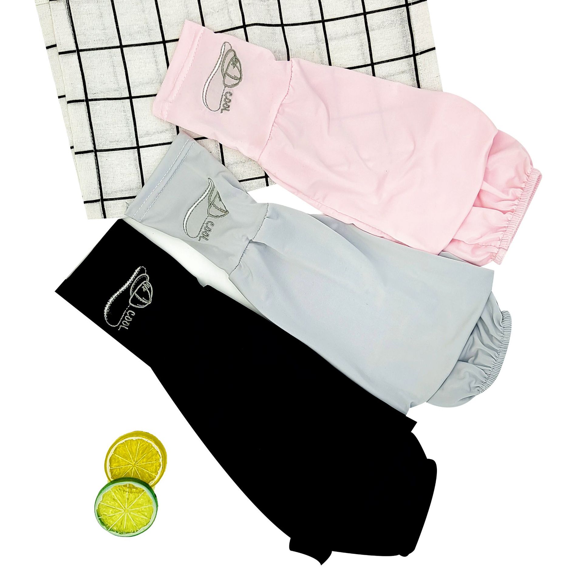 Summer loose sun protection sleeve for women outdoor driving cycling elbow protective arm sleeve embroidered thumb hole lantern sleeve