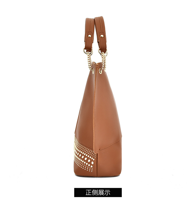 New 2024 foreign trade mother-daughter bag three-piece set, European and American fashion single-shoulder crossbody bag, versatile rivet hand-held large bag undefined