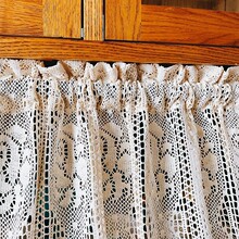 美式复古短帘乡村棉线蕾丝钩花镂空厨房咖啡帘飘窗门帘柜帘半帘