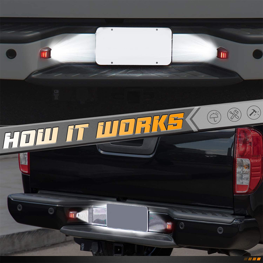 2Pcs Red White Light 18 Lamp Black Led License Plate Light for Nissan Navara D40 Titan 07-19 Years