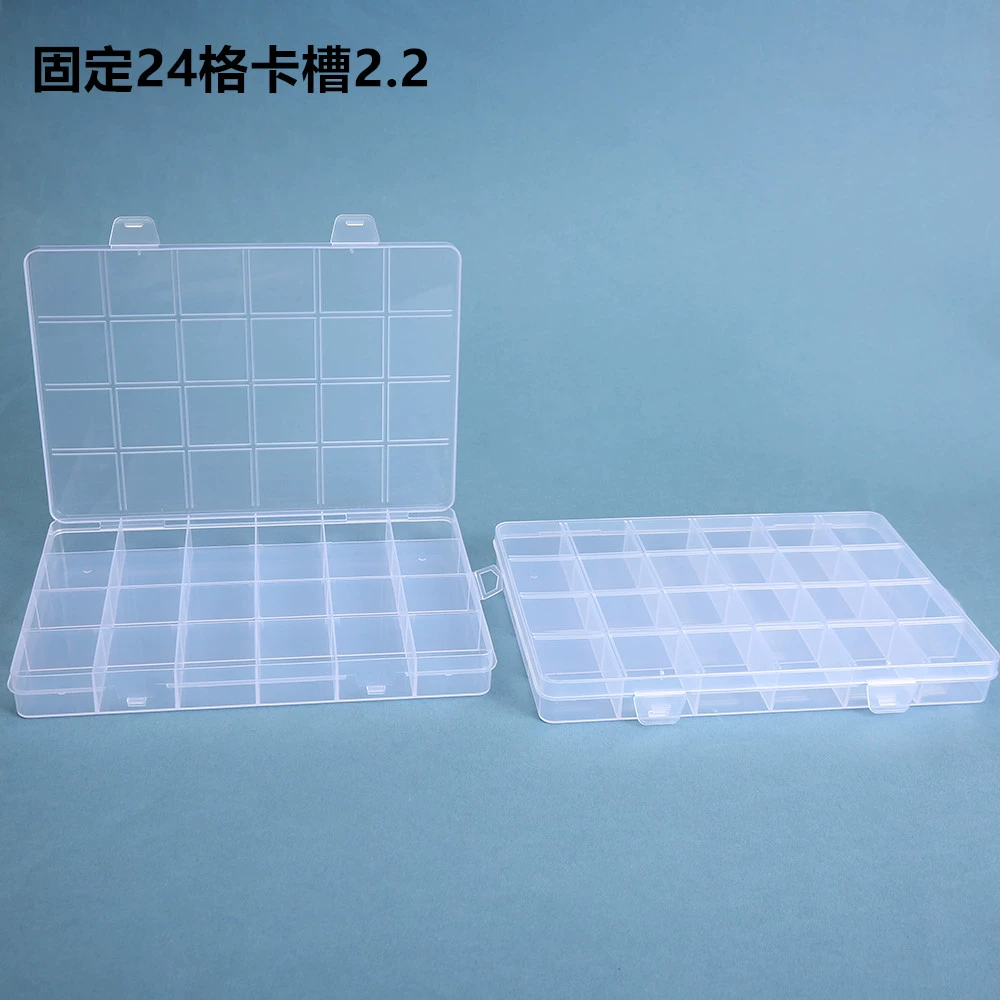 Фиксированная прозрачная пластиковая коробка с 24 сетками и прорезями, фурнитура из бисера, инструменты, ювелирные изделия, рыболовные снасти, аксессуары, ящик для хранения канцелярских принадлежностей, пуговиц