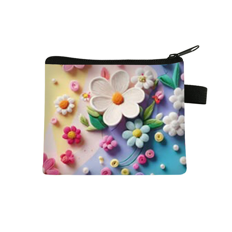 New ins 3D flower cartoon coin purse children's fashion card bag for primary school students men and women cute storage bag cross-border