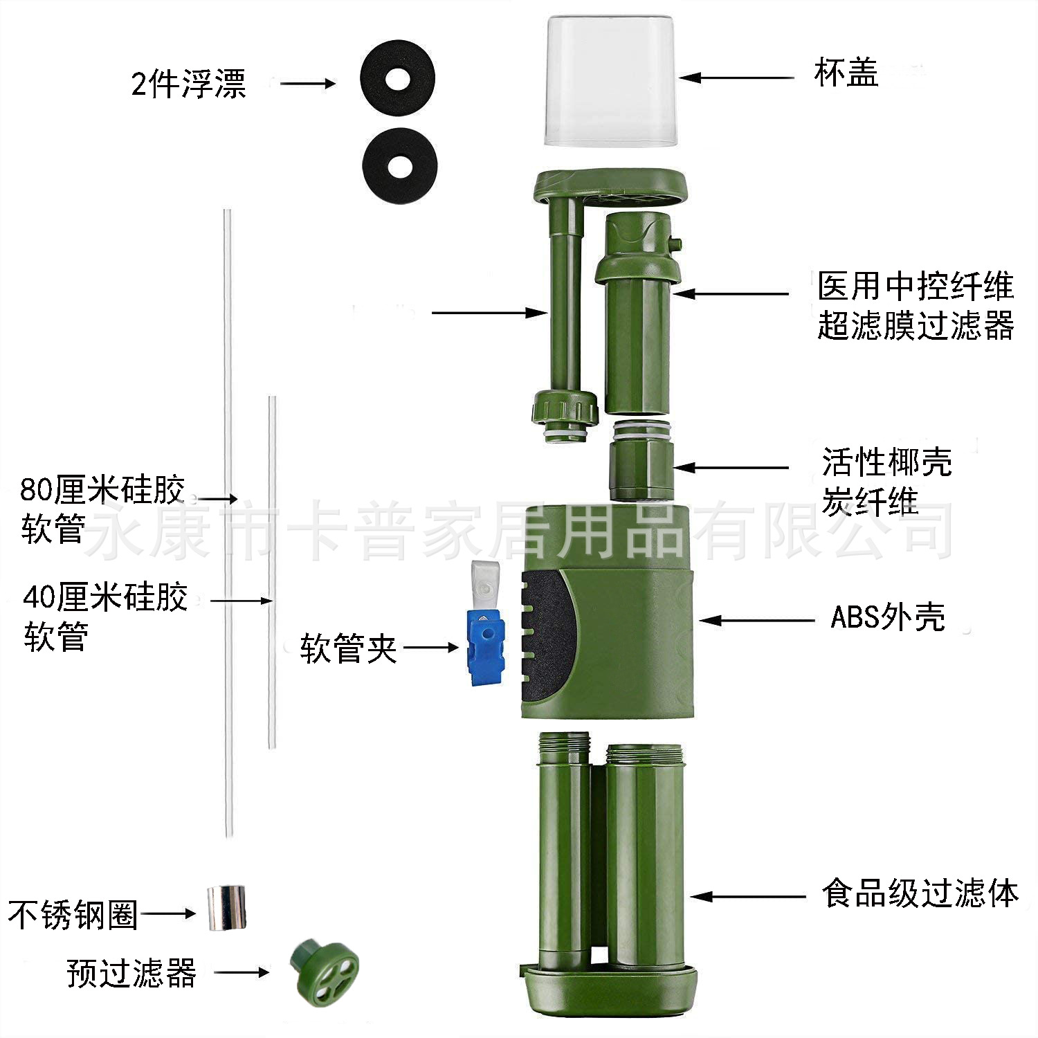Amazon caliente purificador de agua al aire libre suministro directo de fábrica camping purificador de agua portátil filtro al aire libre transfronterizo