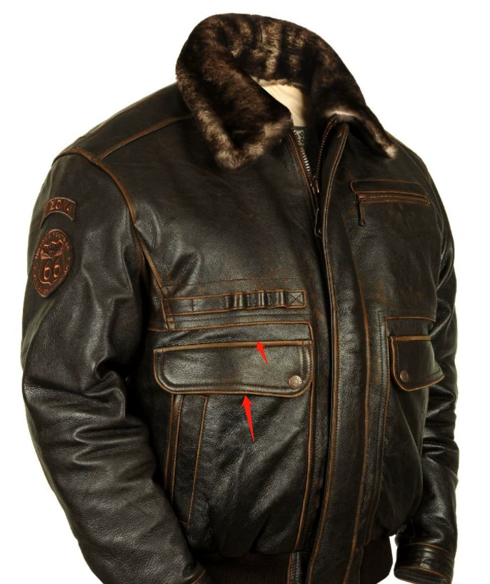 Men's leather jacket, hooded with fur collar, zip front, coffee brown, sizes S–5XL