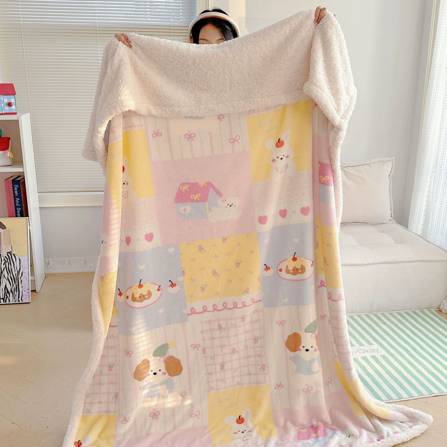Новое Cartoon Milk Velvet Lamb Velvet Blanket Autumn and Winter Thickened Nap Blanket Office Lunch Break Air Conditioning Velvet Blanket Cover