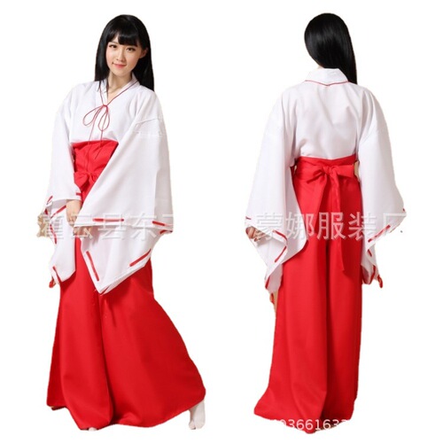Export animation clothing Yuhua cosplay Shinto priestess kimonos, kimonos of the Shinto priestess Kikyo, kimonos of the Shinto priestess Yuehua, kimonos of the Shinto priestess Yasha