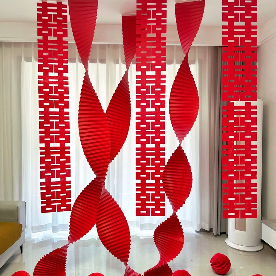 *종이접기 해피 웨딩룸 - 레드 컬러 4 [바닥 벌집볼 포함]*