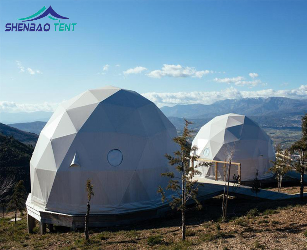 白色PVC户外度假住宿酒店帐篷 沙漠雪地度假圆形民宿酒店帐篷