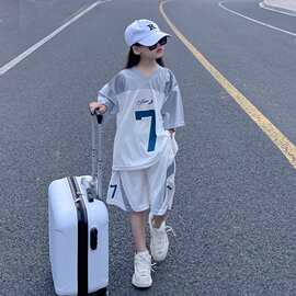 女童运动套装夏装新款儿童装夏季女孩夏款中大童短裤速干衣篮球服