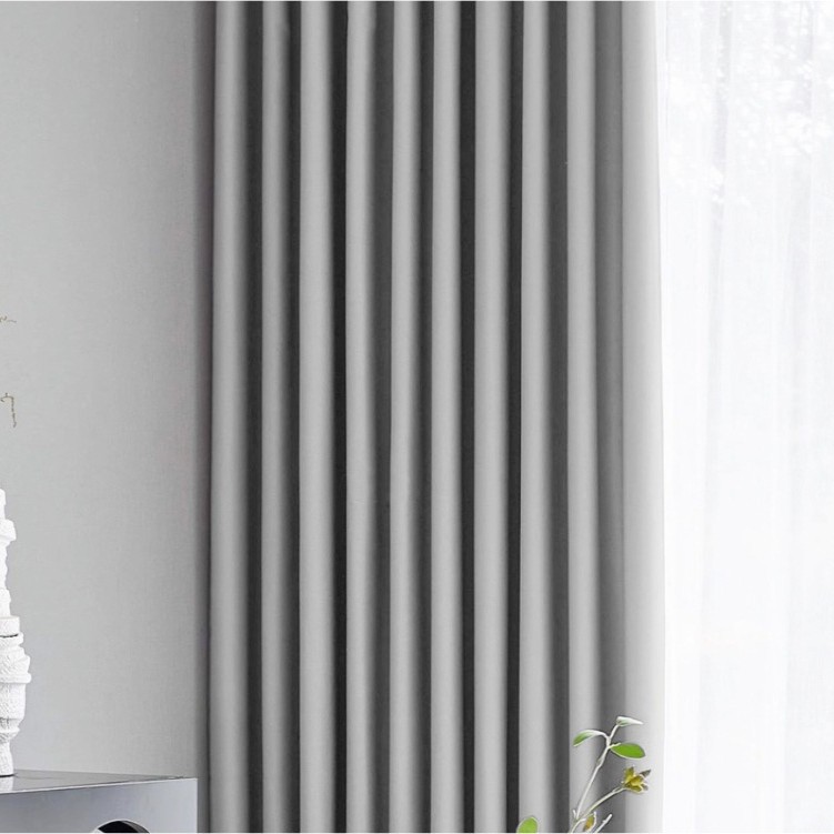 光を通さない赤非コーティング物理全遮光シェニール高級カーテン寝室客間クリーム風