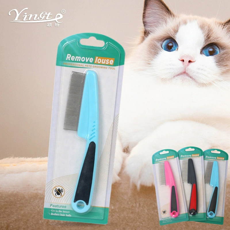 Трансграничная Расческа для домашних животных Расческа от блох с длинной ручкой для собак и кошек Зубчатая расческа для удаления вшей Товары для домашних животных