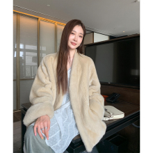 新款翻袖进口整貂天鹅绒中长年轻款貂皮大衣真水貂毛皮草外套女冬