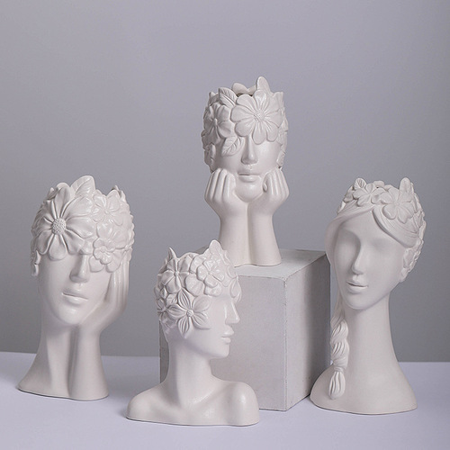 Nordic creative human body ceramic vase white simple home furnishings creative ins style European style light luxury and high-end sense