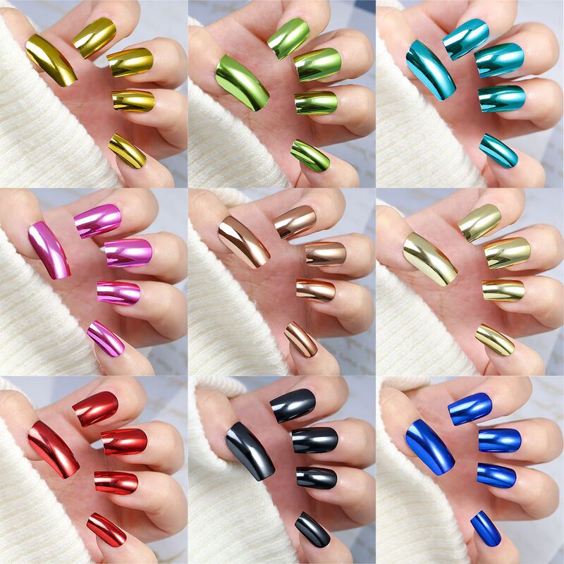 Oufang Pure Color Manicure Wearable Manicure Autumn and Winter 24 Pieces Export Electroplated Manicure Niche Long-Lasting Removable Nails