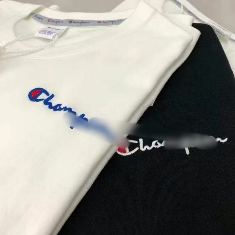 Trendy Brand New Summer Pure Cotton T-Shirt with Embroidery, Champion Design, Unisex Couple Style, Round Neck Short Sleeve Top Wholesale
