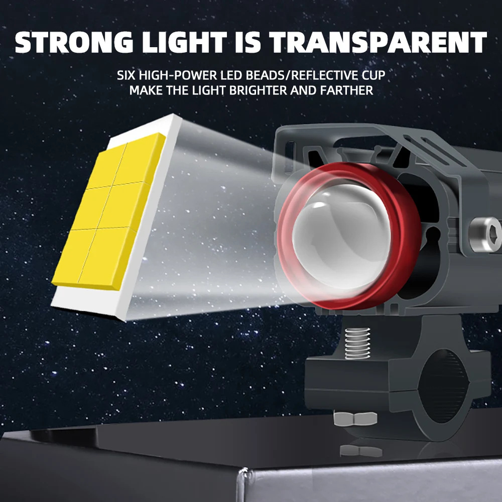Motorcycle Spotlight Headlight Led Dual-Color Mini Spotlight, Integrated High and Low Beam, Waterproof, Super Bright, 12-80V