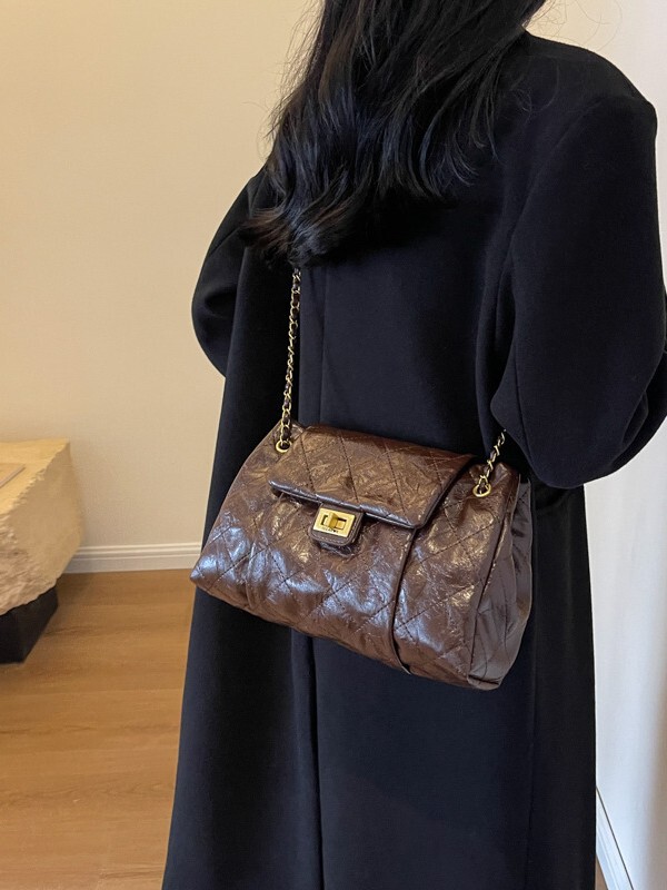 外单高级感链条小方包女2025秋冬季新款复古休闲单肩腋下包斜挎包|undefined