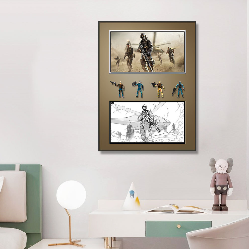 Mano comiendo pollo batalla de campo tridimensional pintura decorativa física dormitorio de niños porche pintura colgante juego animación pintura colgante