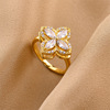 Small design advanced ring, one size zirconium from pearl, accessory, light luxury style