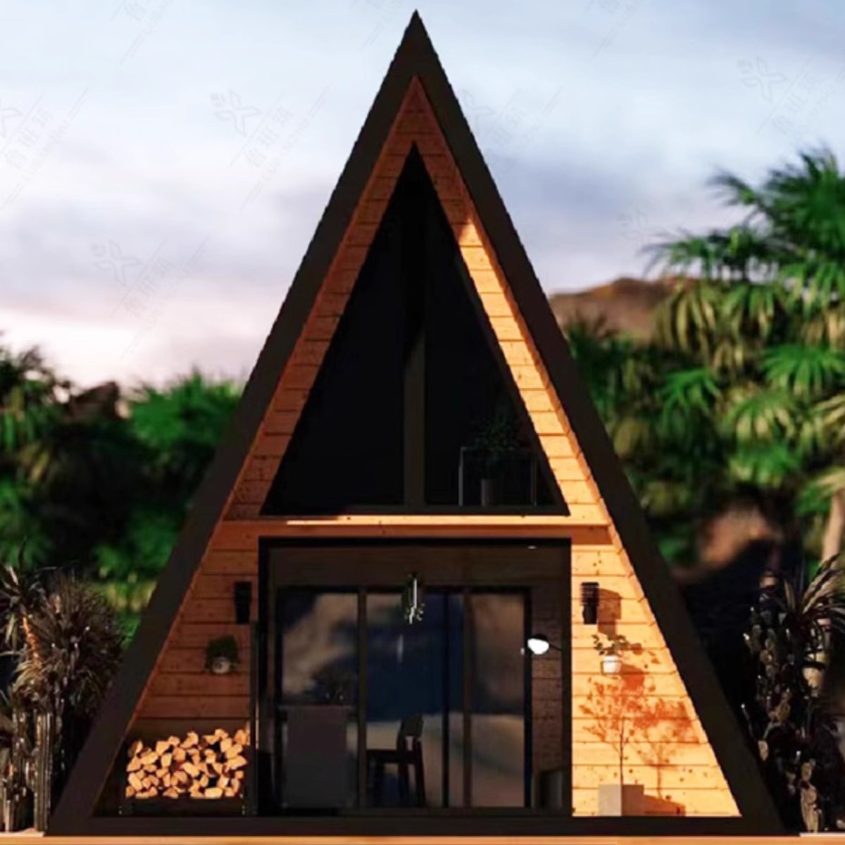 Residencias al aire libre puntos escénicos camping triangular casa de madera forestal casa de árboles montaje móvil casa de ocio casa de madera idílica