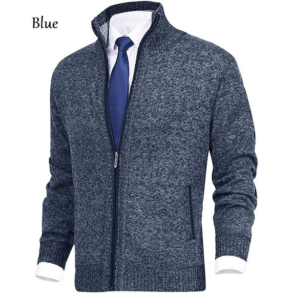 Herren Strickjacke Mit Stehkragen Und Samtfutter Für Den Winter_voghion.com