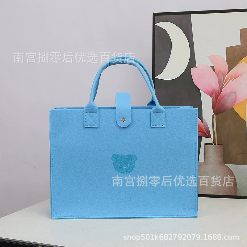 Handheld organizer tote bag, thickened construction, bear motif, sizes 20×15×9–40×30×13 cm