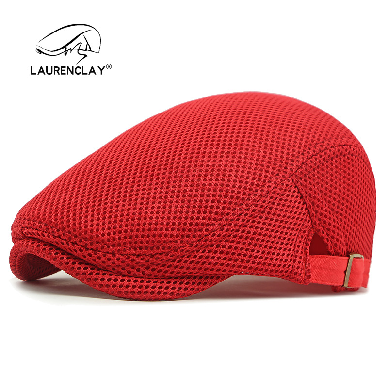 Boina de verano de las mujeres delgada malla hueca transpirable gorra de pico de estilo coreano de los hombres tablero de Luz Retro tapa de protección solar tapa delantera