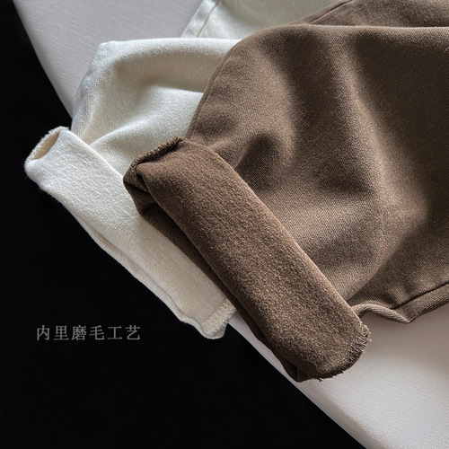 Late autumn and early winter~Japanese and Korean version thin velvet casual pants for boys and girls, children's versatile warm pants, trendy children's clothing