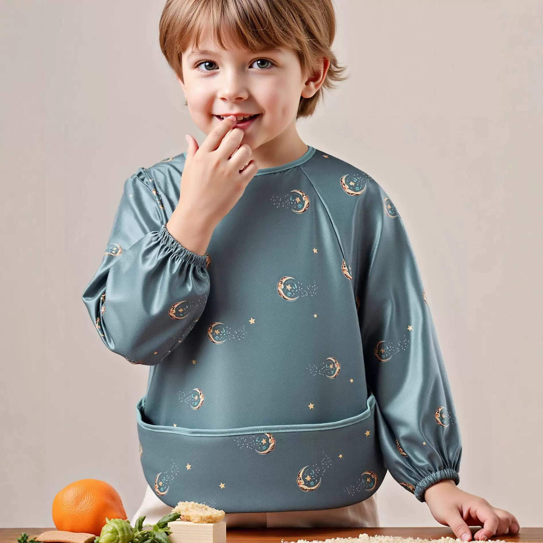 儿童防水罩衣宝宝长袖围兜男女童外穿防脏污加肥反穿衣现货