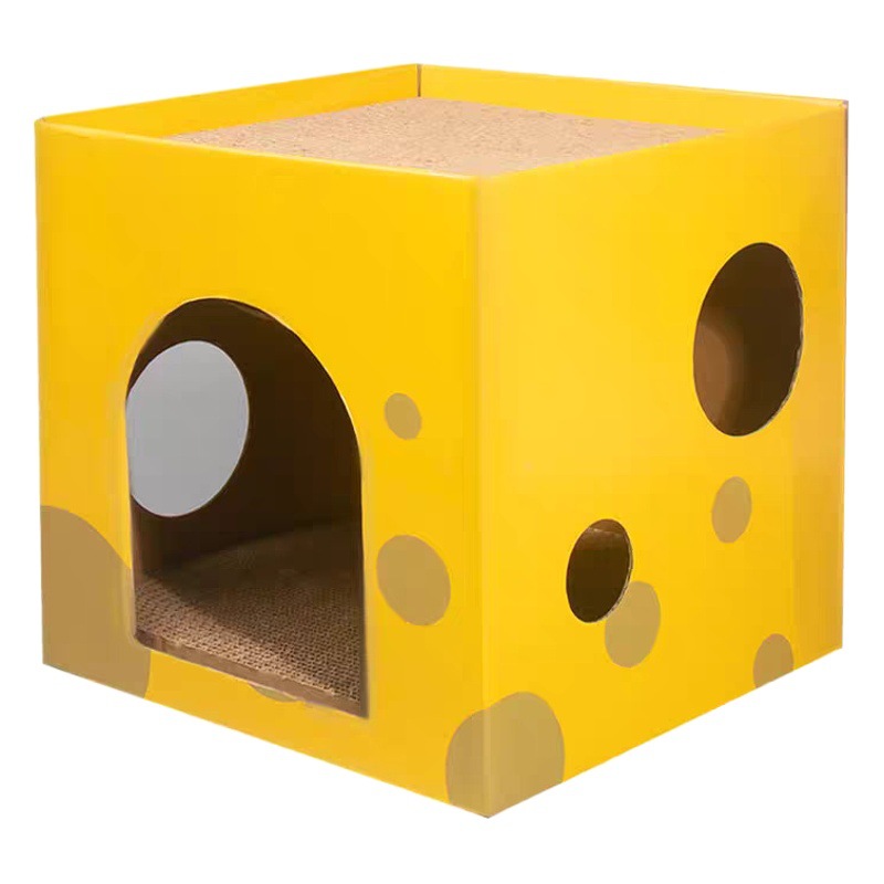 Caja de queso, tablero de agarre para gatos, rectificador de garras, papel corrugado, caja de doble capa cuadrada gruesa y resistente al desgaste, juguetes para gatos, stock al por mayor