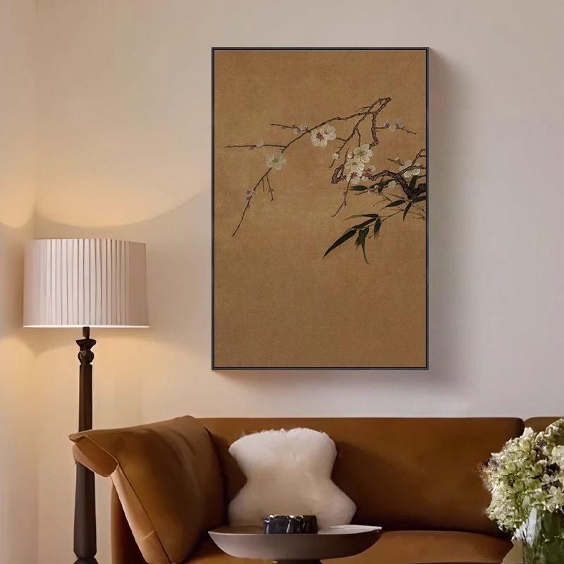 梅と竹の絵レトロ玄関装飾絵画宋代美学中世スタイル書斎茶室背景壁画禅吊り絵画|undefined