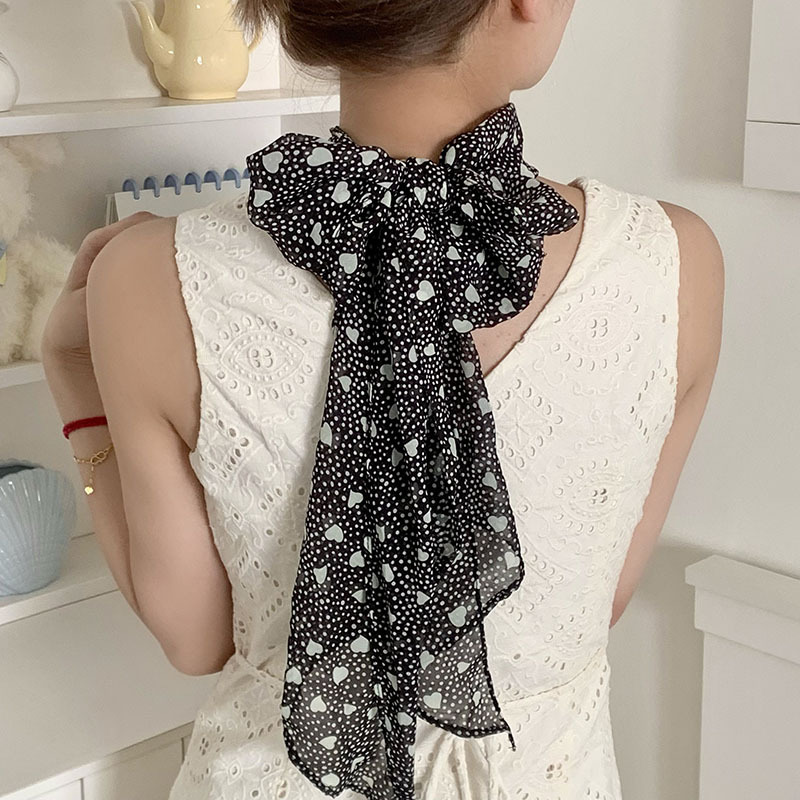Pañuelo de seda, sentido de alta calidad, estilo francés, cinta montada, cinta para el cabello, bufanda de todo fósforo, chal, lunares, amor, bufanda de seda, bufanda pequeña