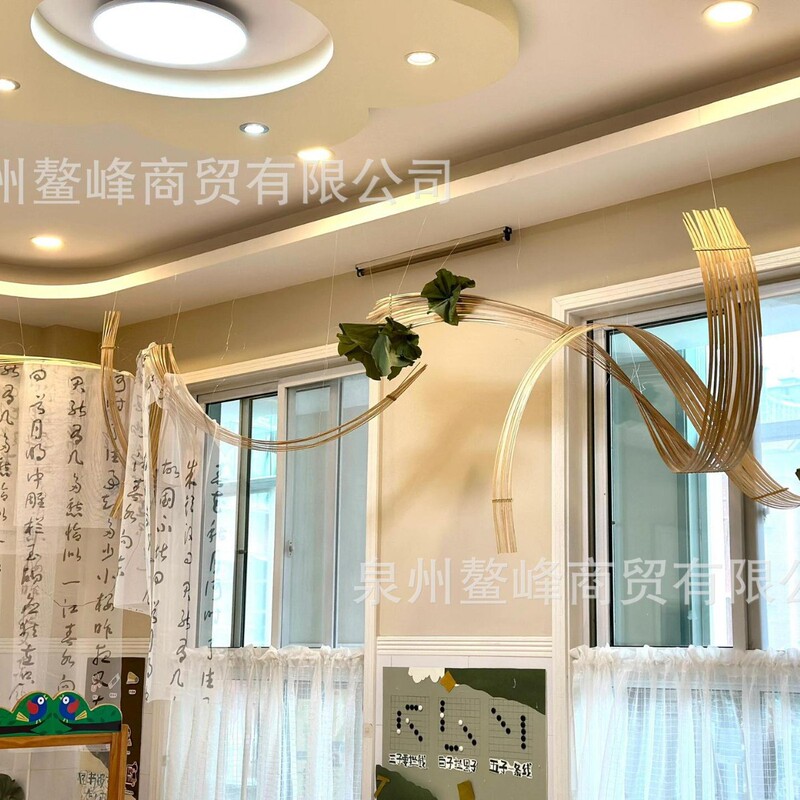 幼儿园环创吊饰美工区装饰班级新中式布置大厅挂饰竹排竹条竹片|undefined