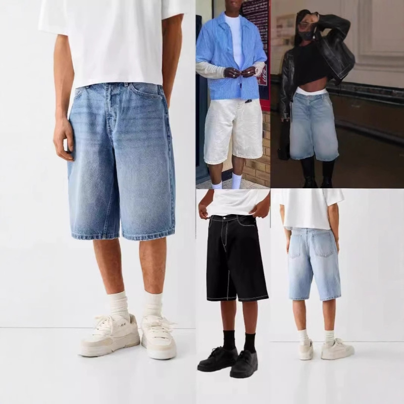 High-Quality Cross-Border New European and American Style Jeans Amazon Aliexpress Men's Loose-Fitting Plus-Size Denim Shorts High-Quality Cross-Border New European and American Style Jeans Amazon Aliexpress Men's Loose-Fitting Plus-Size Denim Shorts